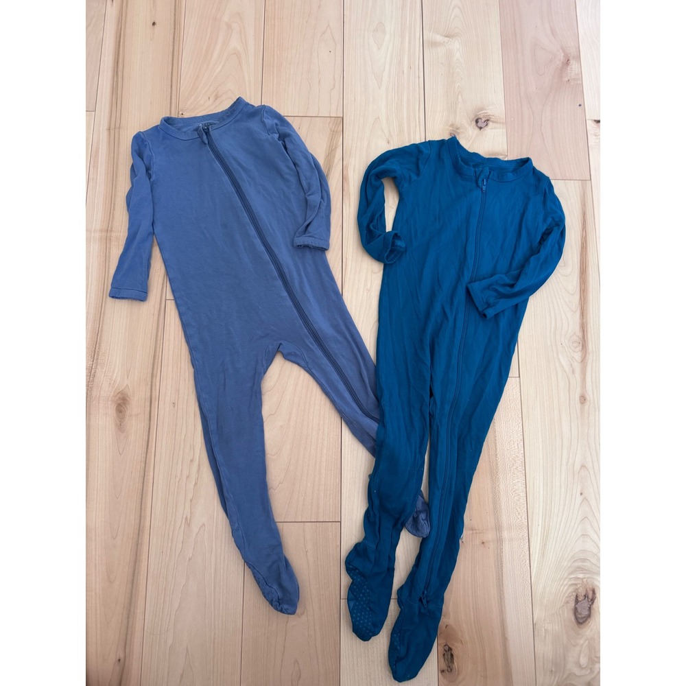 Kyte Baby Bamboo Footie Pajamas 18-24 Months Blue 2 Pack Sleepers